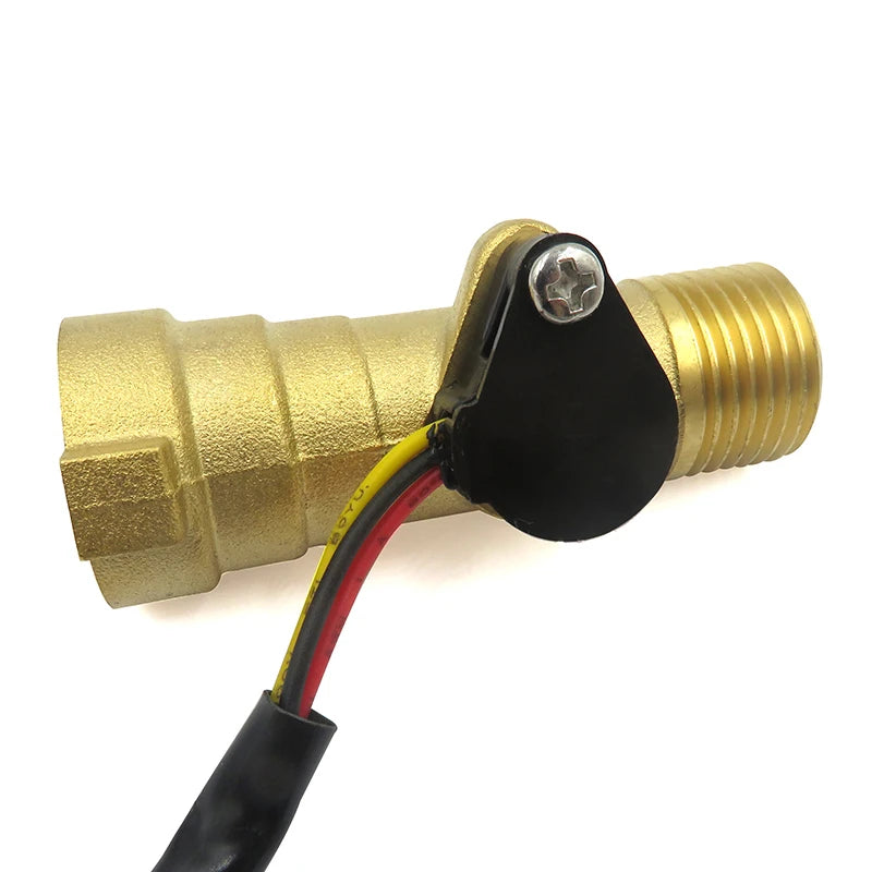 DN15 Male/Female Thread Brass Water Flow Sensor NPN 1/2\" Water Heater Flowmeter with Solenoid Power DC3.5~24V OEM Customizable