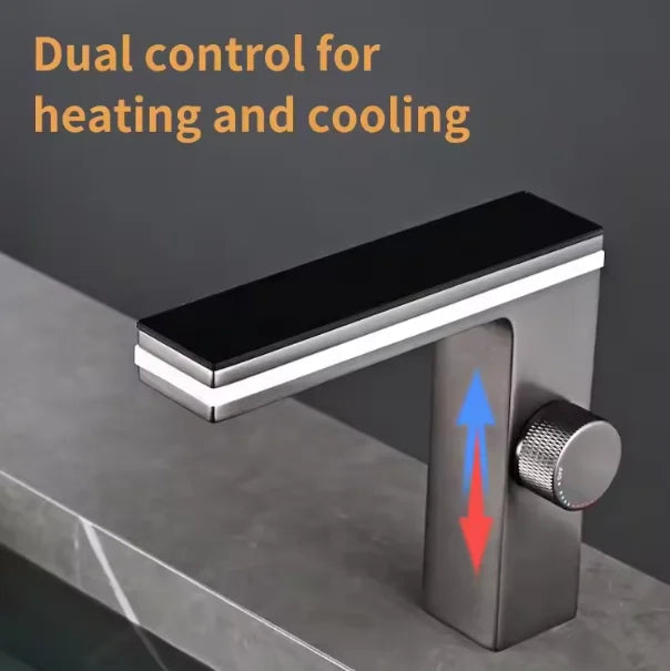 LED Intelligent Digital Temperature Display Hydroelectric Power Smart Surround Atmosphere Brass Aluminum Bathroom Basin Faucet