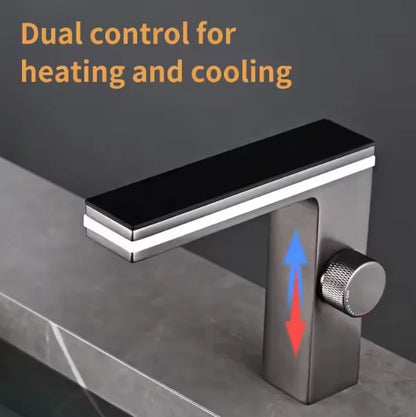 LED Intelligent Digital Temperature Display Hydroelectric Power Smart Surround Atmosphere Brass Aluminum Bathroom Basin Faucet