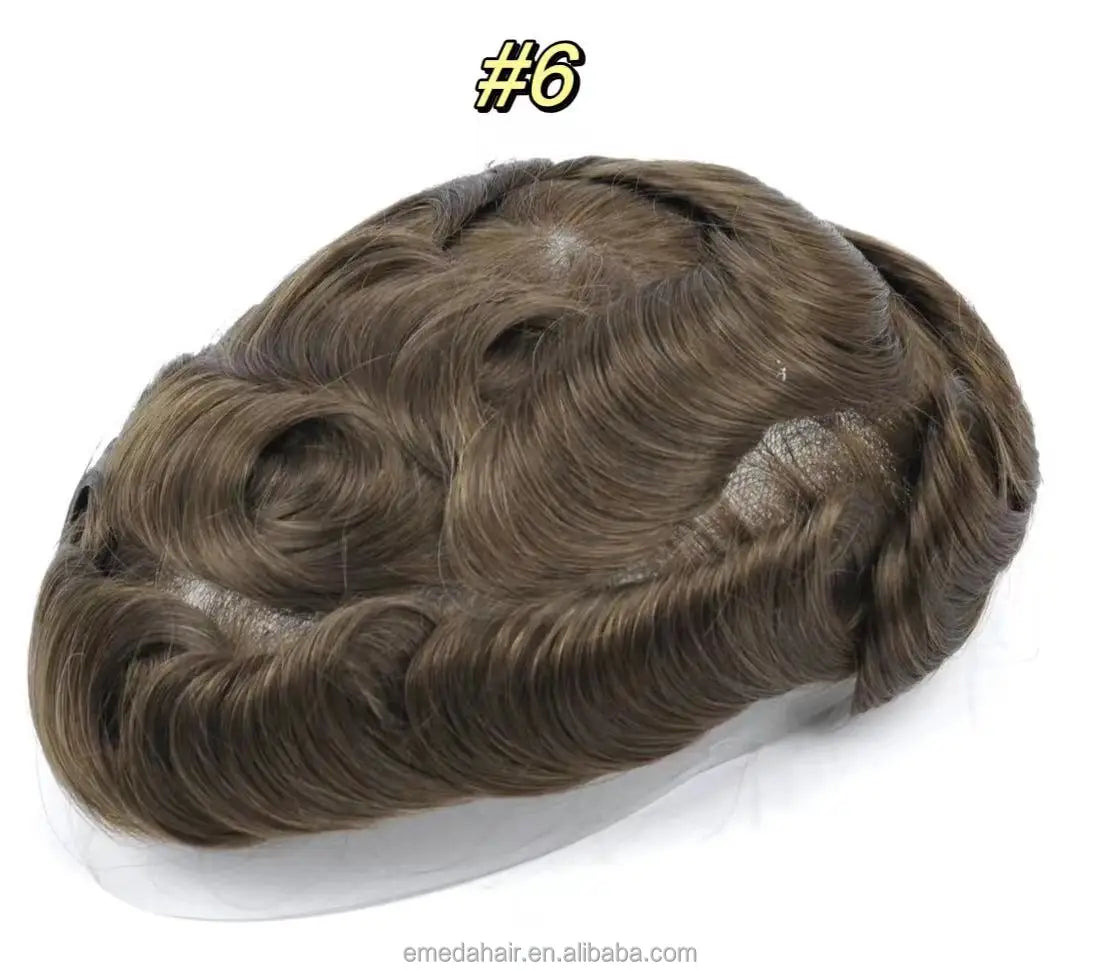 Wholesale Bleached Knot Swiss Full Lace Hair Replacement System Men's Toupee Indian Remy Human Hair Piece for Men Toupees