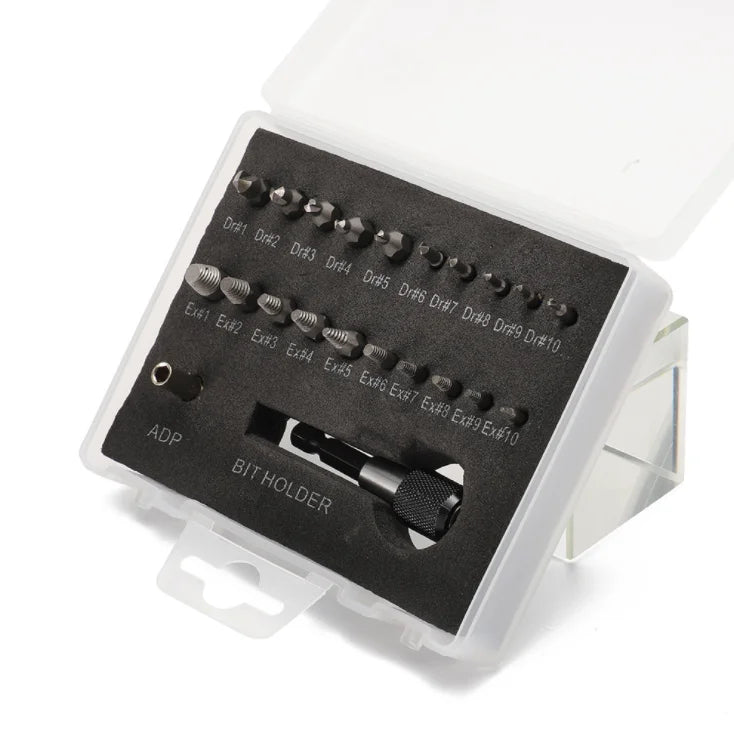 HSS 4241 22pcs Damaged Screw Extractor Set in Plastic Box Hand Tools