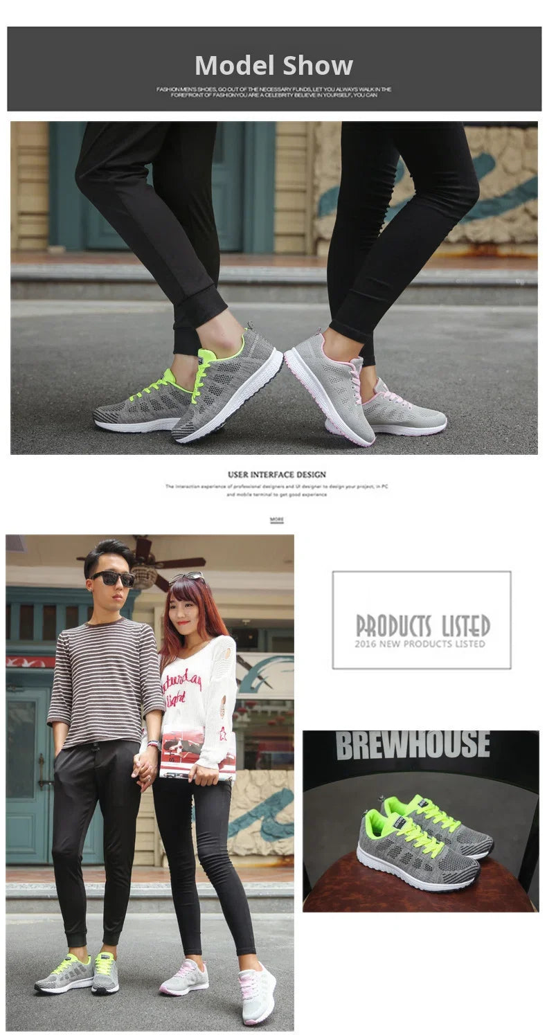 2026 NEW KJ 2024 Fashion Breathable Mesh Walking Vulcanized Shoes Women's White Sports Shoes Women's Tennis Women's Fitness