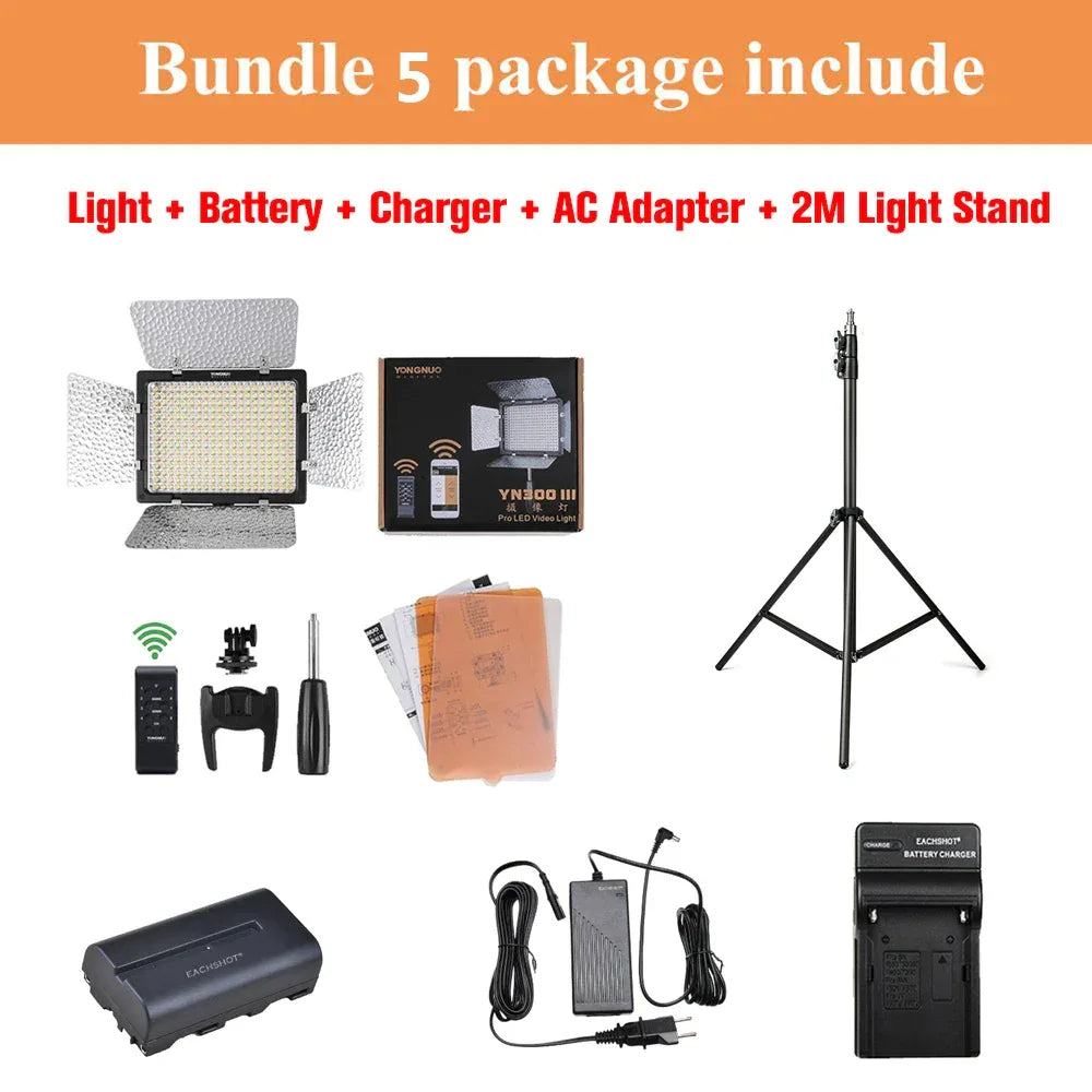 Yongnuo YN300 III YN300III LED Video Light Daylight 5600K CRI95 Camera Photo Lighting for Studio Video
