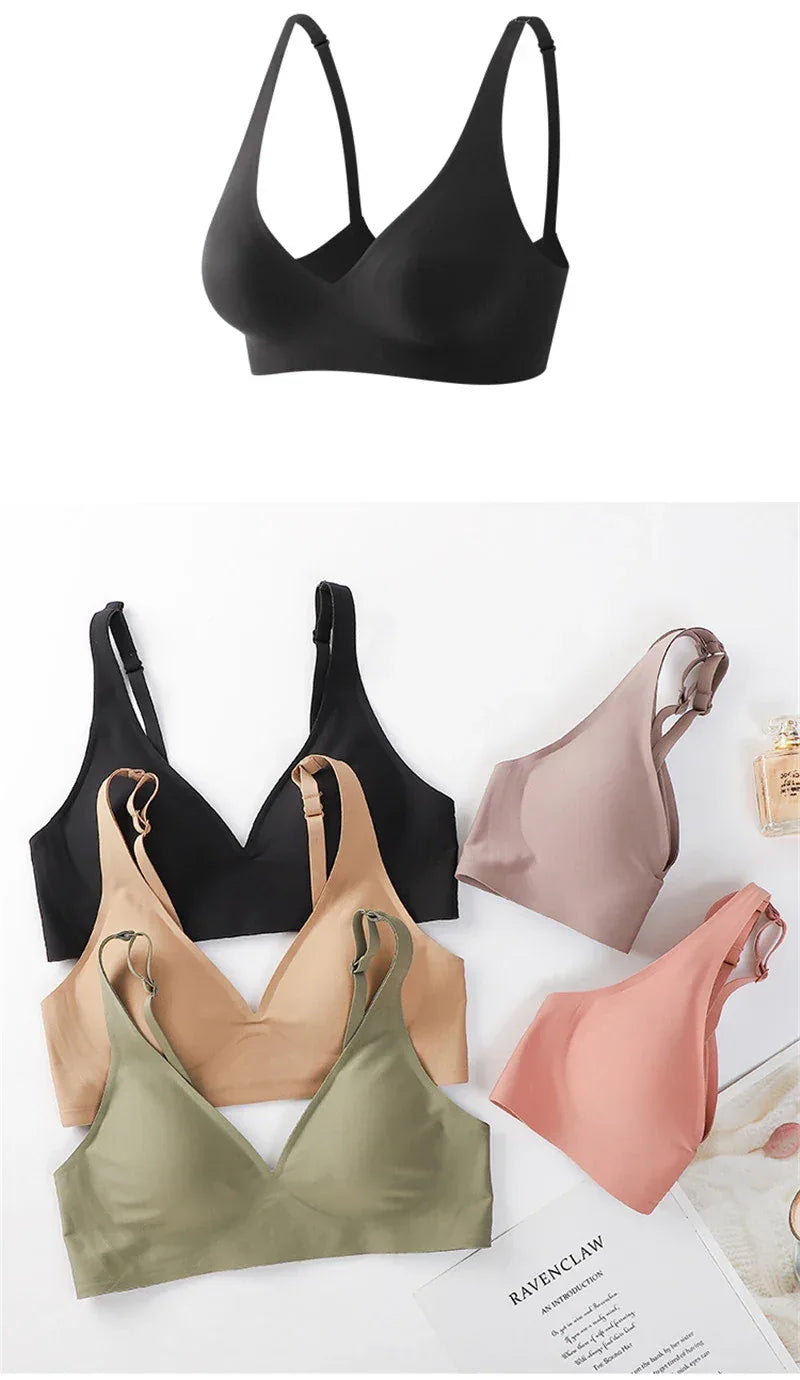 FINETOO Soft Wireless Bra Women Deep V Bras Sexy Bralette Padded Bra S-XL Female Seamless Underwear Comfortable Ladies Lingerie