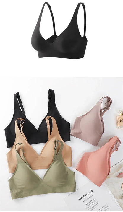 FINETOO Soft Wireless Bra Women Deep V Bras Sexy Bralette Padded Bra S-XL Female Seamless Underwear Comfortable Ladies Lingerie
