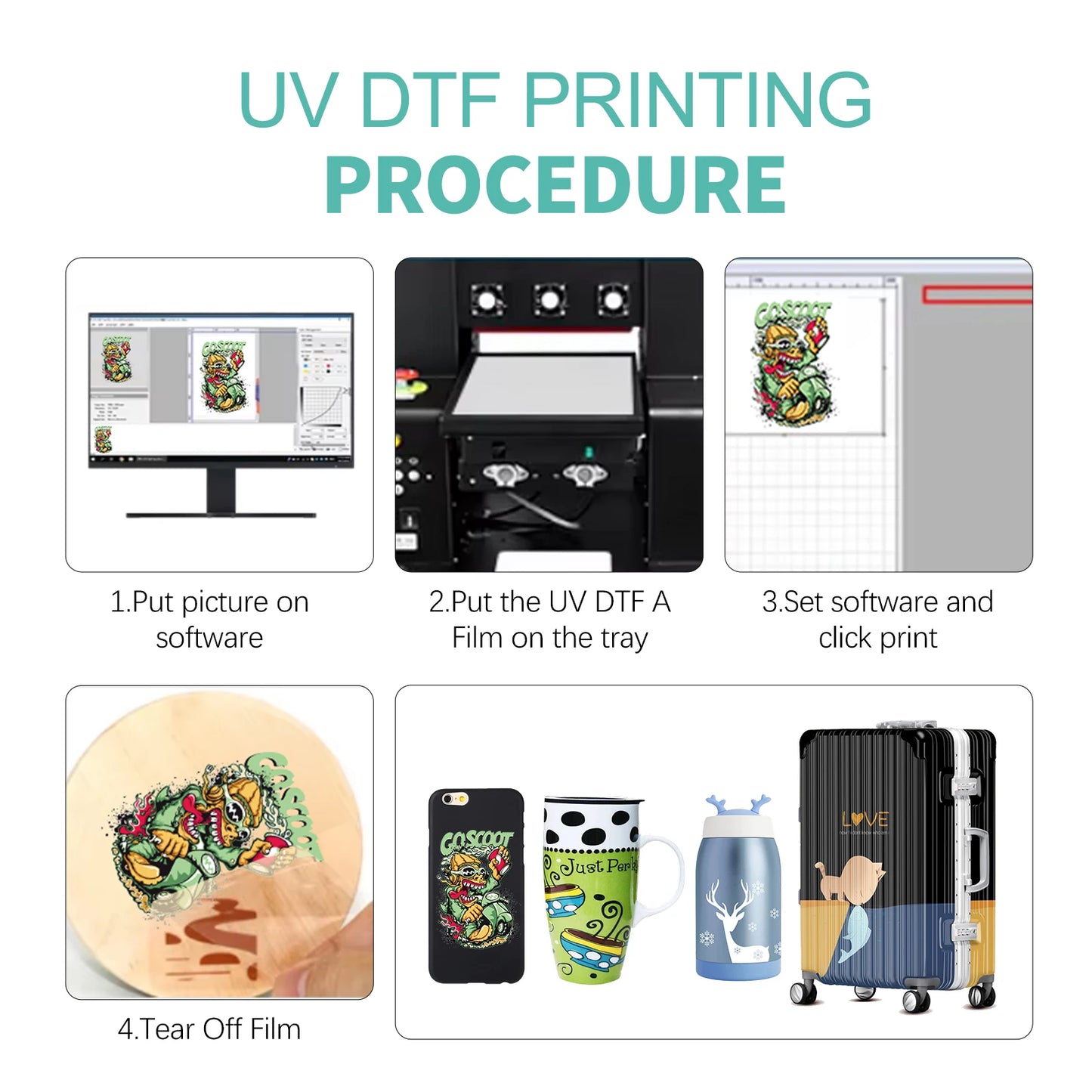 UV DTF Printer for Mug Cup Bottle Printing Machine AB Film Sticker Inkjet Printers A3 A4 Multi Color Inkjet Printers Machine