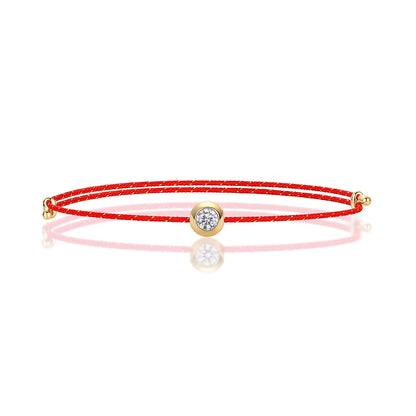 VVS1 Round Moissanite Gemstone Rope Bracelet Luxury Women Jewelry for Girls Pink Red Rope Moissanite Charm Bracelet