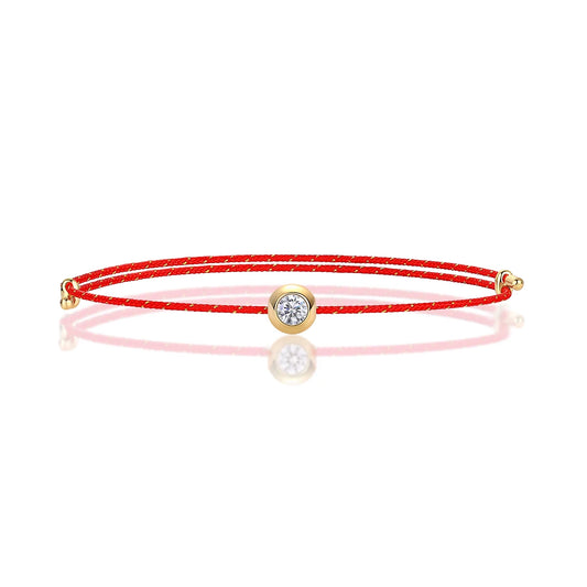 VVS1 Round Moissanite Gemstone Rope Bracelet Luxury Women Jewelry for Girls Pink Red Rope Moissanite Charm Bracelet