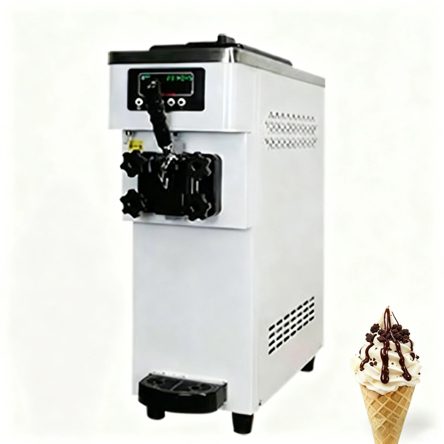 Mini Soft Serve Ice Cream Machine 20L Capacity Countertop Ice Cream Maker for Bubble Tea Shop Snack Bar Space Saving Design