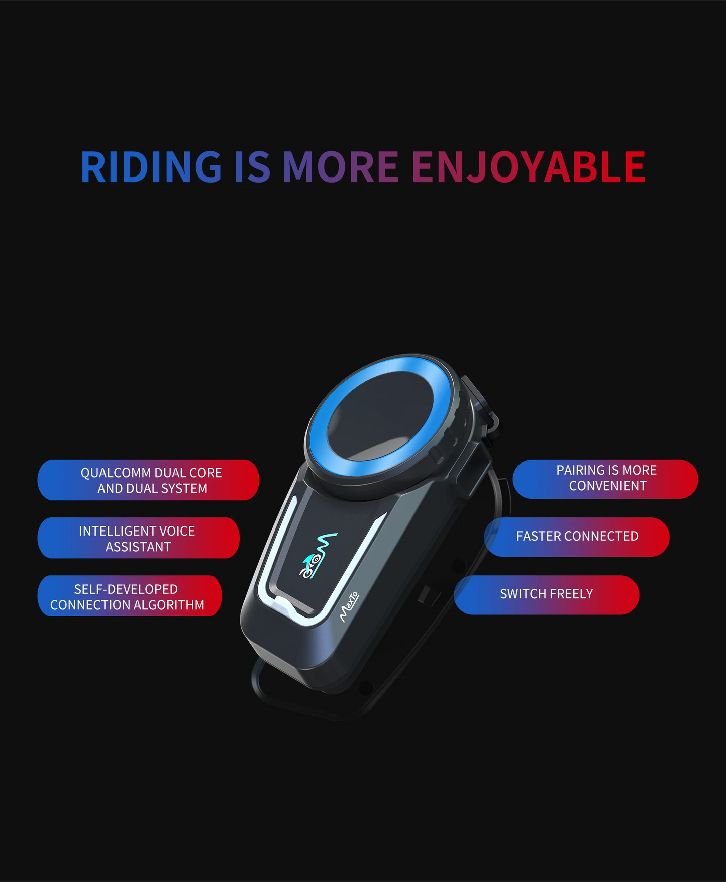 Multiplayer Intercom MaxTo M6S Motorcycle Helmet Headset 1000  for 8people  Intercom Range