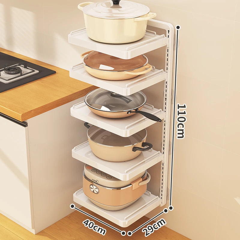 Punch-free hang Wall Vegetable Fruit Rack Kitchen Metal Storage Grill Basket Adjustable Plant Stand Pan Pot Lid Organizer Holder