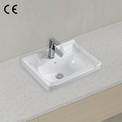 Modern Classic Rectangular Single-Hole Faucet Mount Lavatory Sink Solid Surface Washbasin Single-Hole Faucet Bathroom Vanity