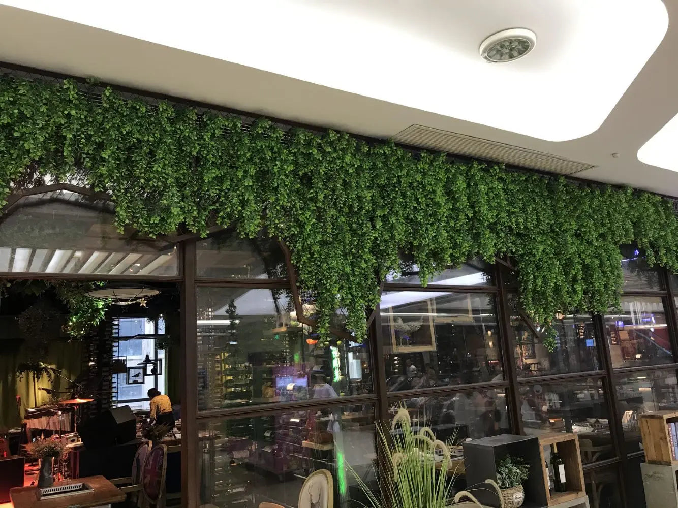 Artificial Palm Green Plants Vine Turtle Leaf Rattan Ceiling Wall Hanging Flower Maple Leaves Wedding Garden Balcony Home Decor