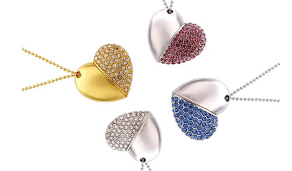 High Speed Metal Necklace USB 3.0 Flash Drive 4G 8G 16GB 32GB 64GB 128GB Heart Pen Drives Gifts  Memory Stick 100% Real Capacity