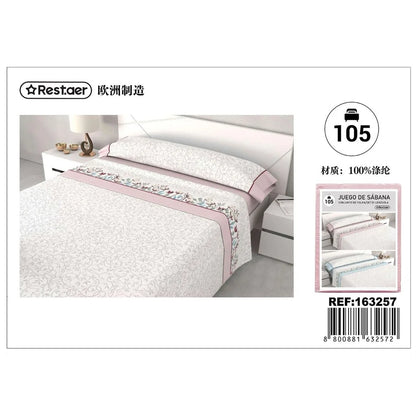 Petra Pink Printed Sheet Set 105 cm Soft Breathable Bed Linen Comfortable Bedding for Single Bed Home Textiles
