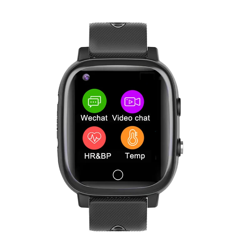 GPS Tracker 4G LTE Touch Screen Wrist Watch Bp Monitor With Temp Body Detection Support Sos Video Call T5S