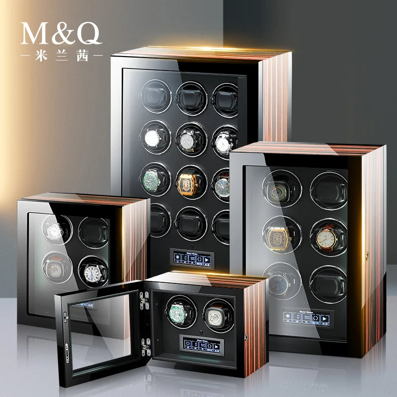 Watch Winder Station for Winding 9 Automatic Safe Watches with LCD Touchscreen Display