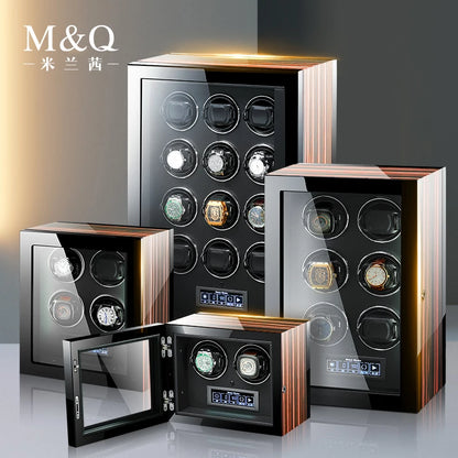 Watch Winder Station for Winding 9 Automatic Safe Watches with LCD Touchscreen Display