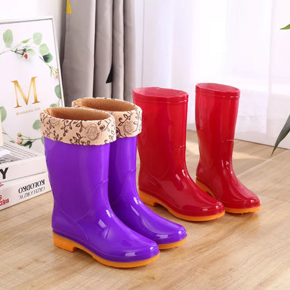 2027 NEW KJ Wholesale High Waterproof Anti-slip Pvc Outdoor Rain Boots Garden Kitchen Use Lining Cheap Adults Rain Shoes
