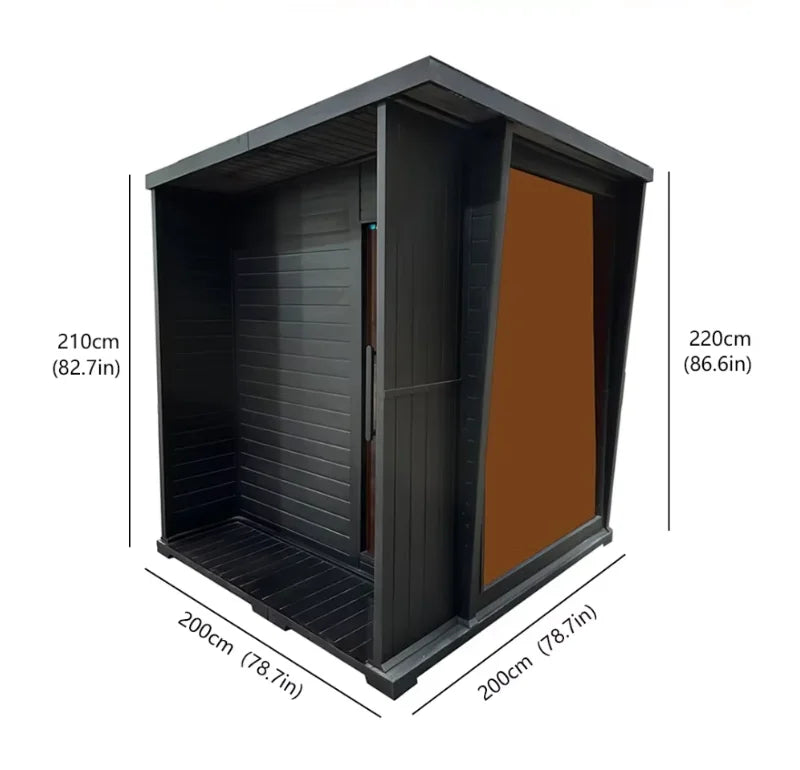 Fast-Heating Black Outdoor Sauna Cabin Waterproof 4 Person Traditional Steam Sauna House for  Improved Circulation