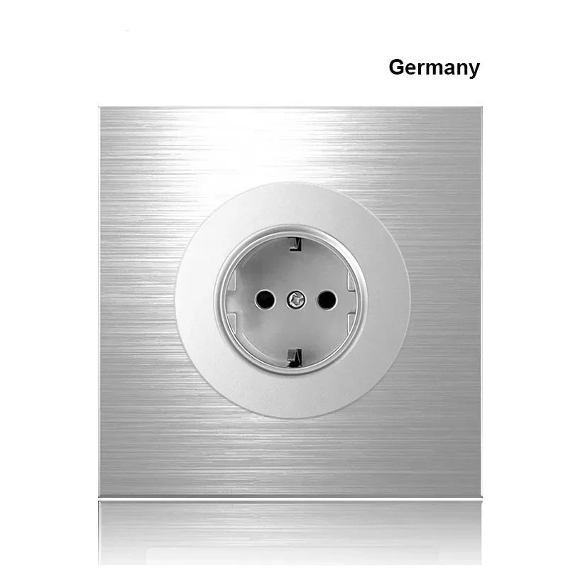 1 Way Light Switch Any Click Household Silver Aluminum Alloy Panel Switch Socket 90V-250V
