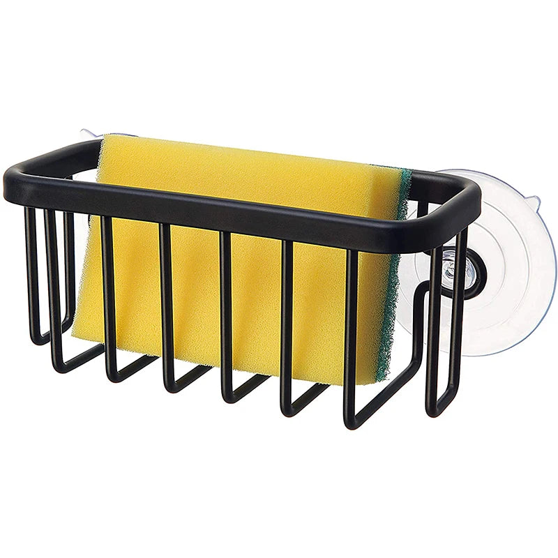 Kitchen Sink Sponge Holder Brush Holder Black Sink Storage Organizer Caddy