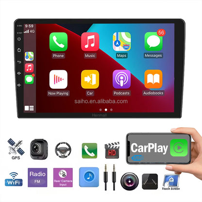 1DIN Android Car Radio with Built-in Wireless CarPlay GPS Navigation 7" Touch Screen MP5 Player for Player