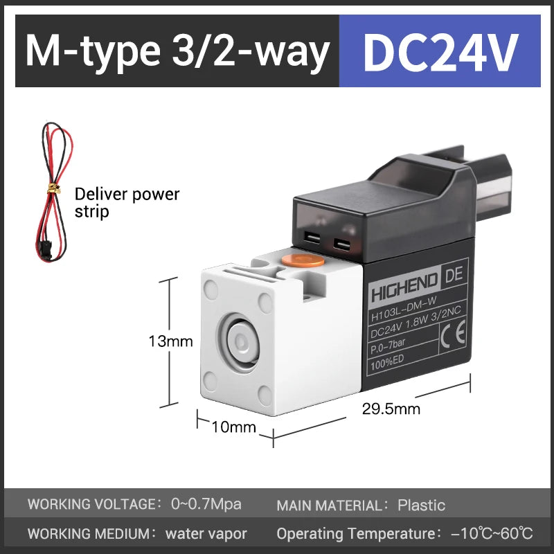 Highend 3/2 Way Direct Acting Mini Solenoid Valve 24v 10mm L/M/G-type Vacuum  Plastic Mini Sock Knitting Solenoid Valve
