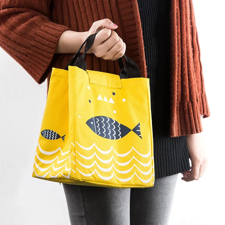 New Fashion Cute Simple Fish Pattern Lunch Bag Cooler Bag
