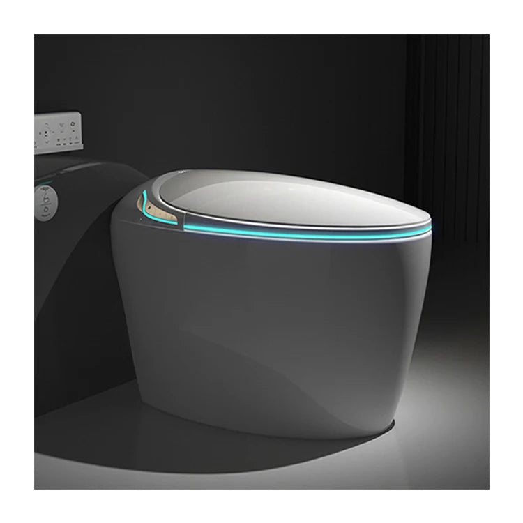 Intelligent Egg-Shaped Smart Toilet for Home Use Full-Automatic Flip Foam Shield Siphon Type Sterilization Instant Hot P-Trap