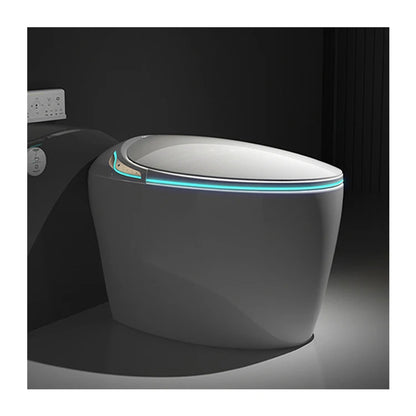 Intelligent Egg-Shaped Smart Toilet for Home Use Full-Automatic Flip Foam Shield Siphon Type Sterilization Instant Hot P-Trap