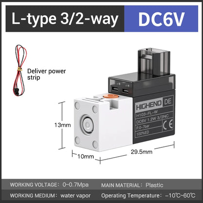 Highend 3/2 Way Direct Acting Mini Solenoid Valve 24v 10mm L/M/G-type Vacuum  Plastic Mini Sock Knitting Solenoid Valve