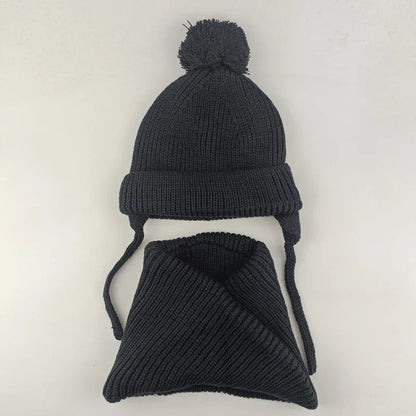 2024 baby girl and baby boy  child children's spring autumn winter Solid knitted hat and knitted infinity scarf