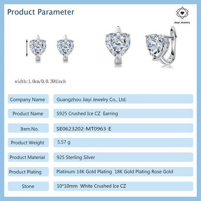 S925 Sterling Silver Heart CZ Hoop Earrings Dazzling Cubic Zirconia Huggie Hoops for Women