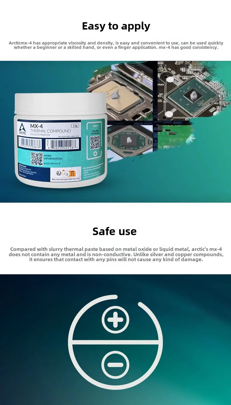 For Arctic Mx-4 Thermal Silicone Grease Desktop Notebook CPU Graphics Card Cooling Paste Copper Computer Case Ball Bearing Bea