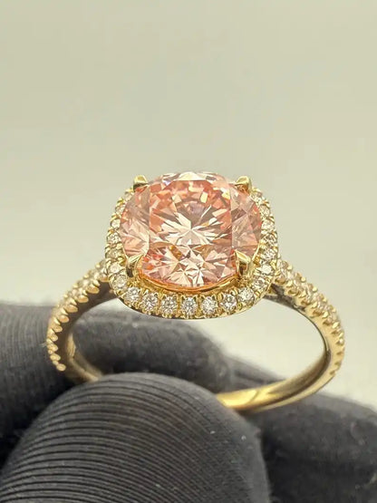 Vintage Designer 8CT Pink VS1 Lab Grown Diamond IGI Certified Ring 14K Yellow Gold Setting Rhodium Plated Engagement Wedding