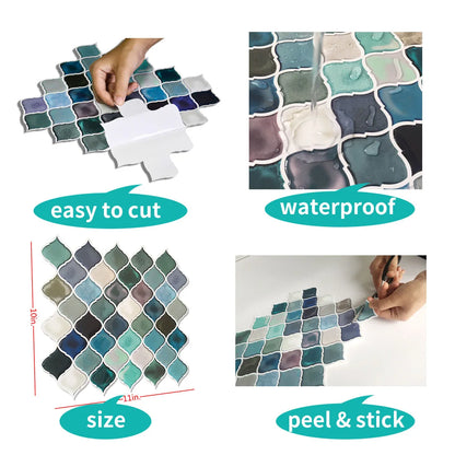 Modern Waterproof 3D Wall Sticker Peel and Stick Back Splashes for Kitchen Bathroom Home Decor IL-Proof Usage for Households