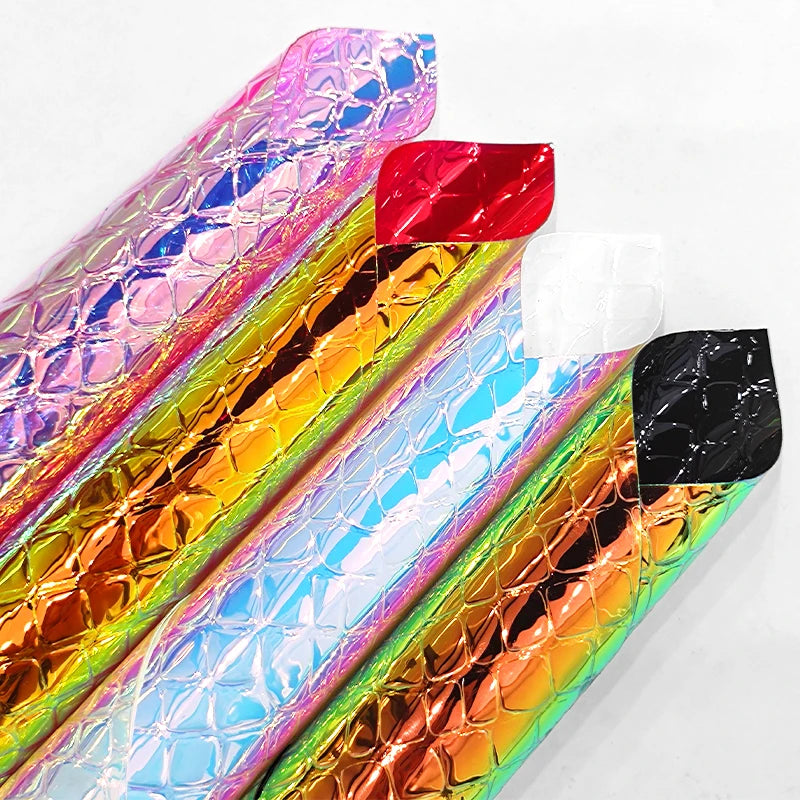 30cmx135cm Roll Holographic Stone Embossed Pattern Faux Leather Leatherette Fabric Synthetic Leather for  Making Bag Shoes Craft