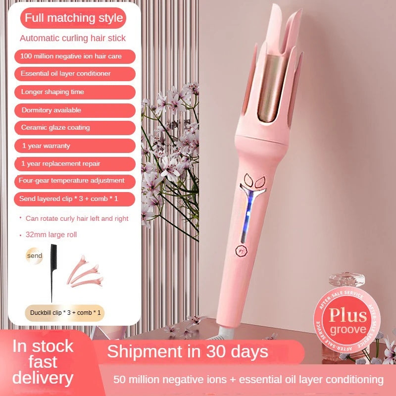 New Style Ceramic Tourmaline Curling Wand Adjustable Temperature Hair Curler Iron for Natural Waves
