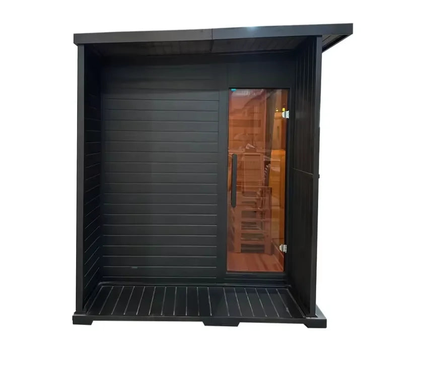 User-Friendly Black Outdoor Sauna Cabin Waterproof 4 Person Traditional Steam Sauna House for Backyard Garden
