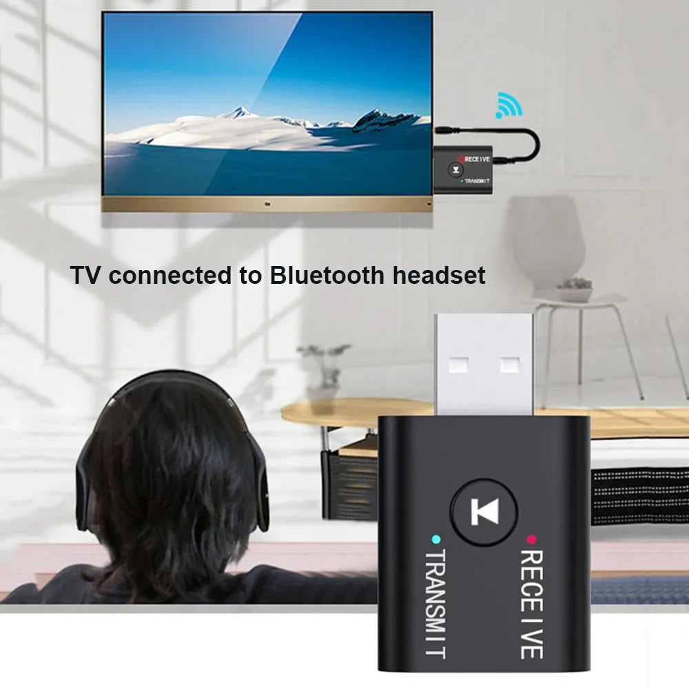 AUX Bluetooth-compatible Adapter With 3.5mm Cable for Car PC Computer Headphone Receiver Transmitter 2IN1 Wireless Audio Adapter