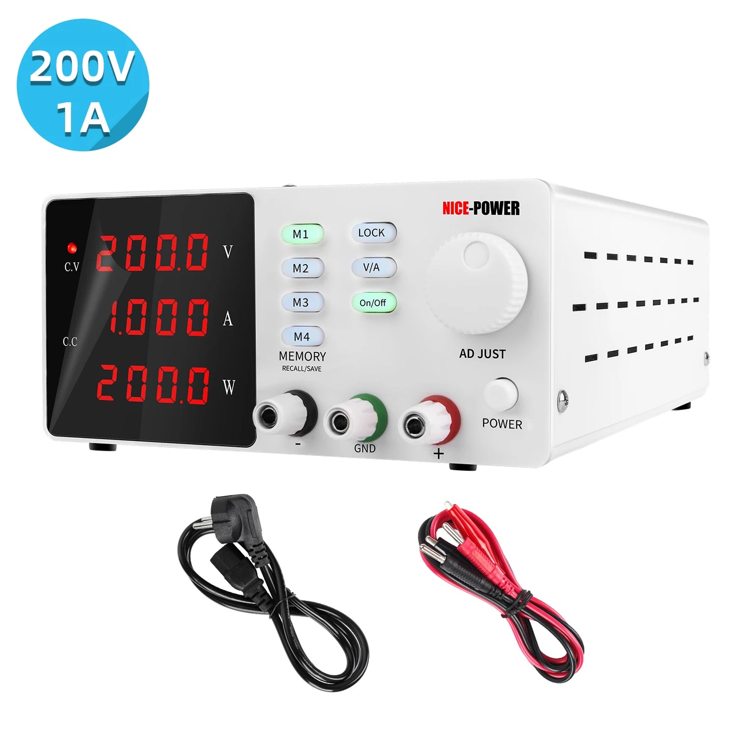 KUAIQU SPPS-S2001 Programmable DC Switching Power Supply 200V 1A Single Output 200W Lab Bench Color LCD Screen