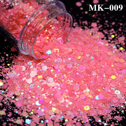 Bulk KG Bag Holographic Macaron Glitters Solvent Resistant Polyester Chunky Glitter for Resin Craft Tumbler Snowglobe
