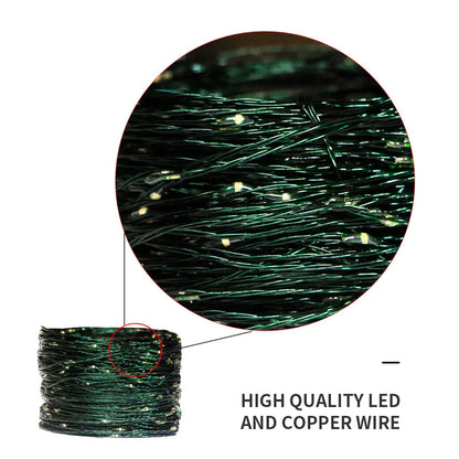 10M-200M LED String Fairy Lights Green Wire Outdoor Christmas Tree Lights Garland For New Year Street Home Party Wedding Decor
