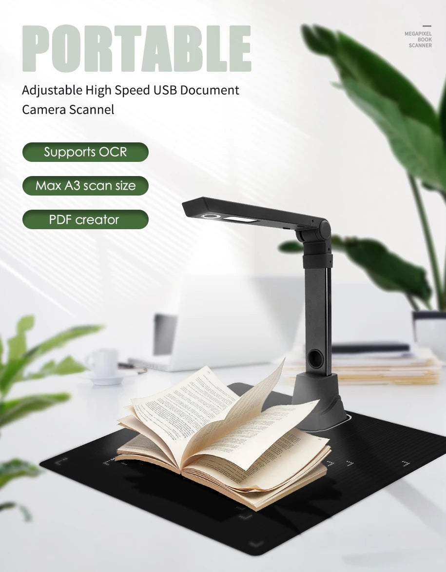 NETUM Book Scanner T101 Autofocus Document Scanner Max A4 A3 Size with Smart OCR Led Table Desk Lamp for Family Home Office