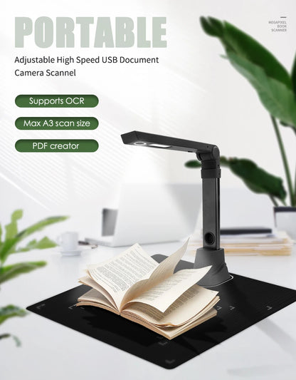 NETUM Book Scanner T101 Autofocus Document Scanner Max A4 A3 Size with Smart OCR Led Table Desk Lamp for Family Home Office