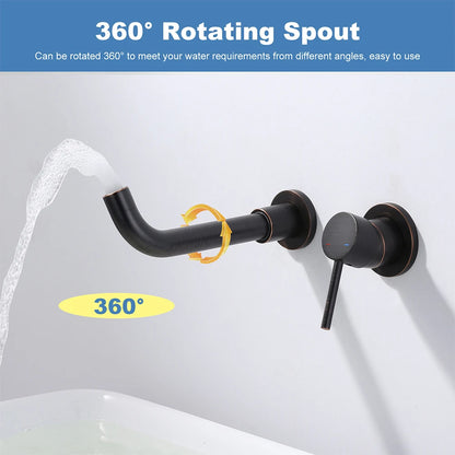 Oil Rubbed Bronze Bathroom Faucet Cold Hot Water Tap Wall Tap Single Handle Faucet for Bathroom Sink,Wall Mount Bathroom Faucet