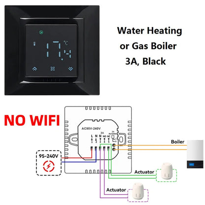 Room Thermostat Square Convex LCD Panel Child Lock Floor Heating System Programmable Smart WIFI Thermostat