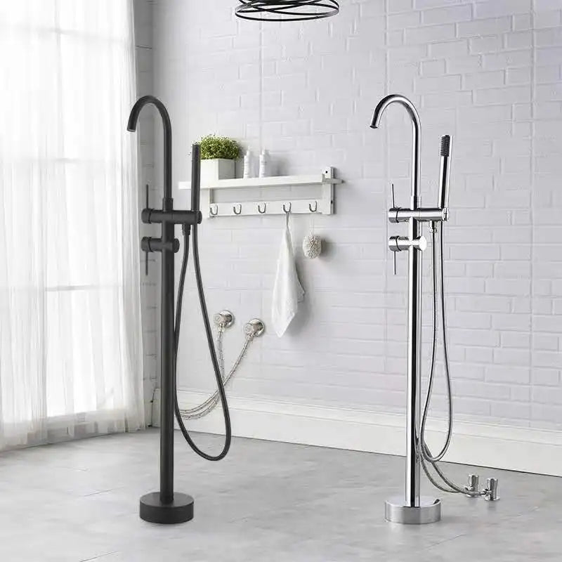 Hot Selling 5 Star Hotel Standard Luxury Chrome Gold Finish Bathtub Mixer Full Brass Bath Faucet Freestanding Bathtub Taps