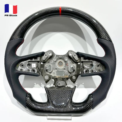 EU Warehouse in Stock High-quality Glossy Carbon Fiber Perforated Leather Car Steering Wheel for Renault Megane 4